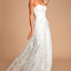 Andria White Embroidered Strapless Maxi Dress
